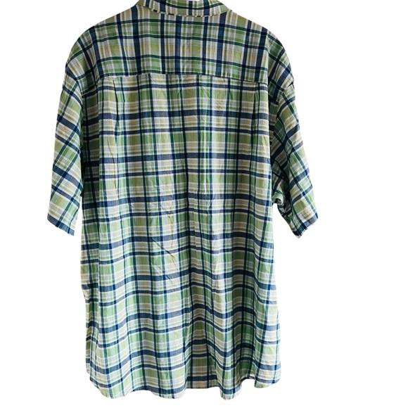 Izod Seaside Green Plaid Button Uo Long Sleeve Shirt - Picture 4 of 5